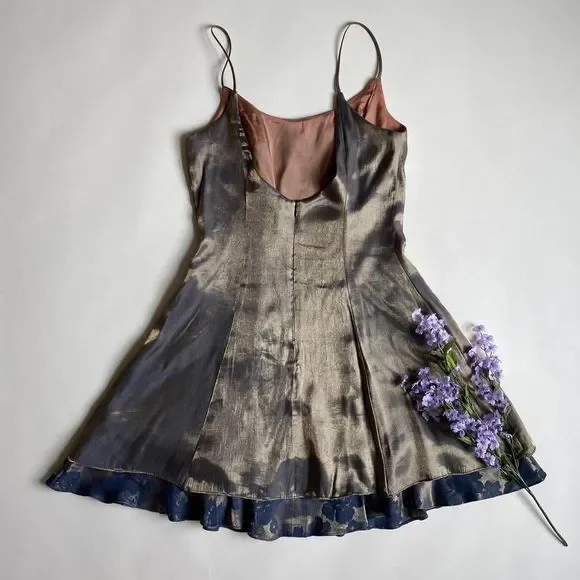 Vintage gold & navy cocktail dress - Picture 2 of 7